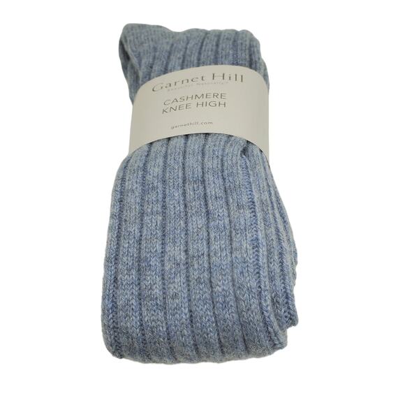 NEW Garnet Hill Socks Knee High 9-11 Blue Mist 82% Cashmere Warm Cozy Holiday - Picture 3 of 5